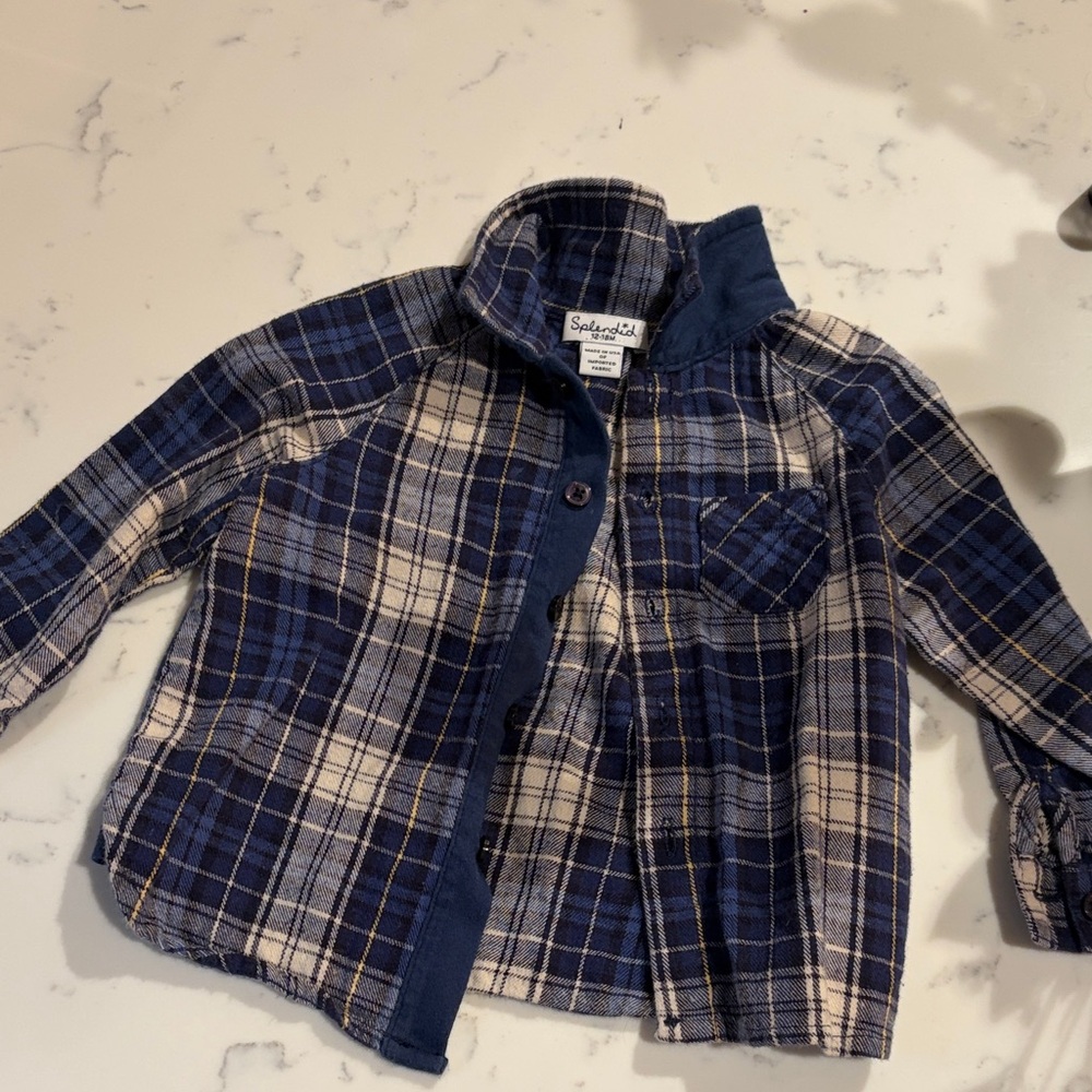 Splendid Kids Shirt in Blue and Cream